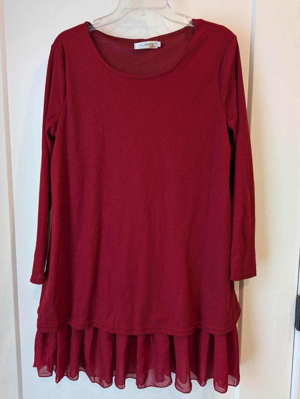 C L Shang Collection Women's Small Red Mini Dress Sheer Feminine Holiday